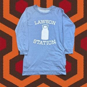 Lawson Station VTG 90s Japanese Logo Baby Blue Long-Sleeve Shirt — OS